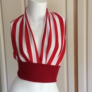 Red and white stripes halter top